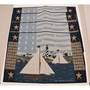 Warren Kimble Lighthouse Sailboat Tapestry Placemats Set of 4 Stars 19x13 in